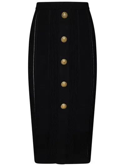 Shop Balmain Paris Midi Skirt In Black