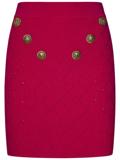 Shop Balmain Paris Mini Skirt In Red