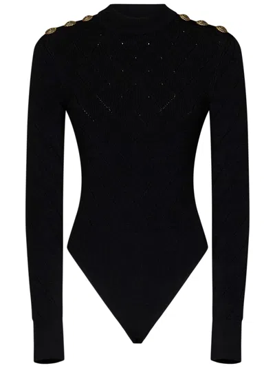 Shop Balmain Paris Bodysuit In Black