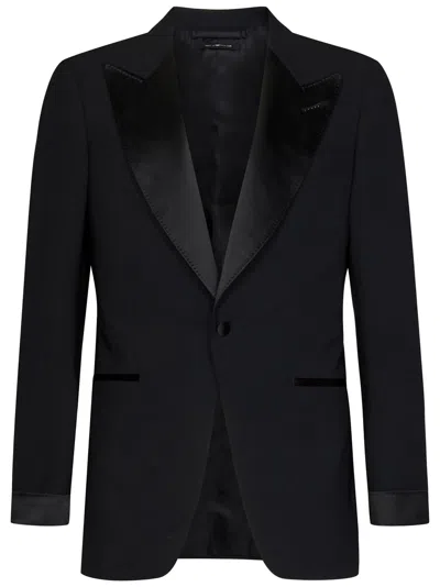Tom Ford Satin-lapels Single-breasted Suit In Black