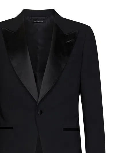Tom Ford Satin-lapels Single-breasted Suit In Black