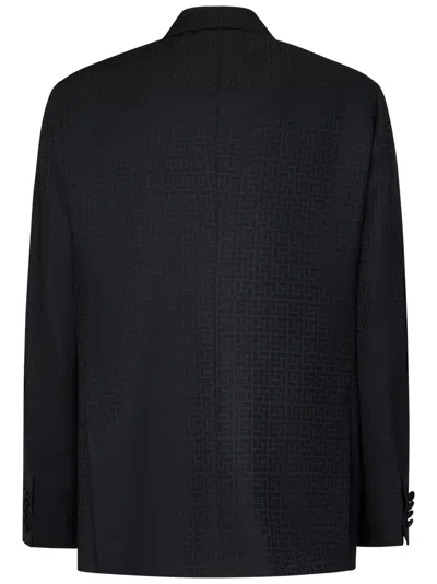 Kiton Peak-lapel Geometric-pattern Blazer In Black