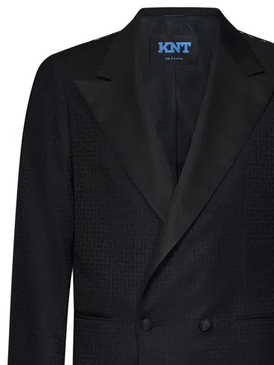 Kiton Peak-lapel Geometric-pattern Blazer In Black