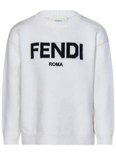 Shop Fendi Kids Sweater In White