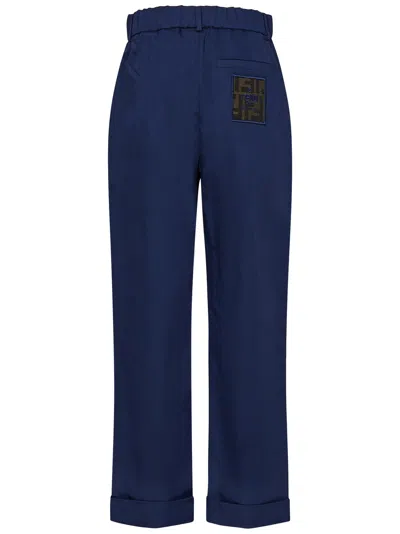 Shop Fendi Kids Trousers In Blue