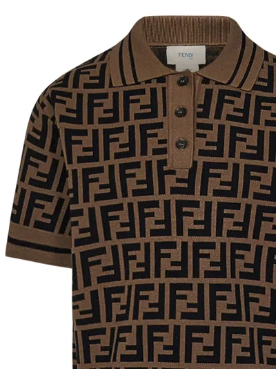 Shop Fendi Kids Polo Shirt In Brown
