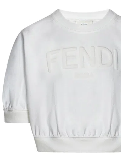 Shop Fendi Kids Sweatshirt In White