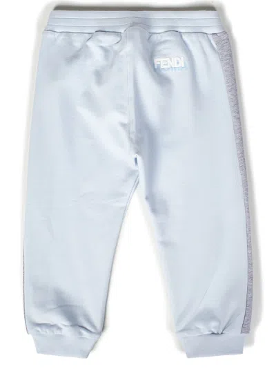 Shop Fendi Kids Trousers In Clear Blue
