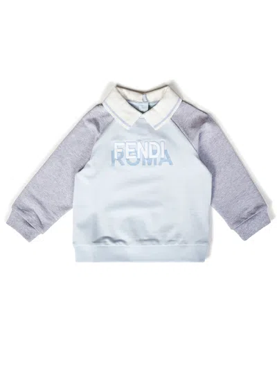 Shop Fendi Kids Sweatshirt In Clear Blue