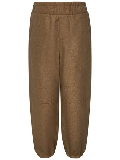 Shop Fendi Kids Trousers In Brown