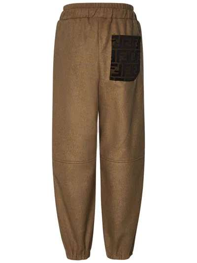 Shop Fendi Kids Trousers In Brown