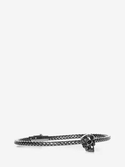Shop Alexander Mcqueen Skull Bracelet In Silver