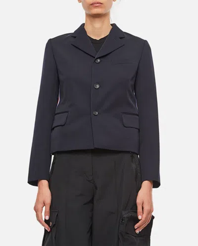 Shop Comme Des Garçons Wool Gabardine Jacket In Blue