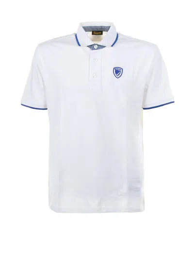 Shop Blauer White Short-sleeved Polo Shirt With Inserts In Bianco Ottico