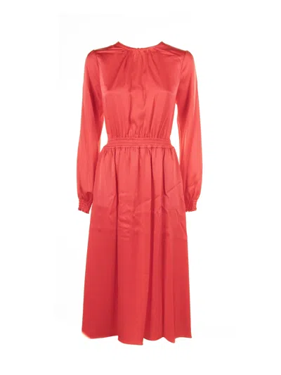 Shop Michael Kors Satin Midi Dress In Sea Coral