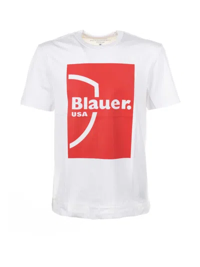 Shop Blauer White Cotton T-shirt In Bianco Ottico