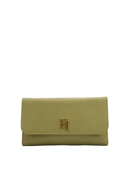 Shop Elisabetta Franchi Wallet With Logo And Shoulder Strap In Pistacchio
