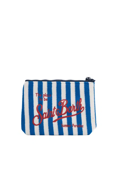 Shop Mc2 Saint Barth Aline Sponge Clutch Bag In Sponge In Blu/bianco
