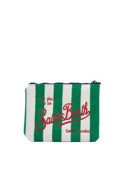 Shop Mc2 Saint Barth Aline Sponge Clutch Bag In Sponge In Verde/bianco