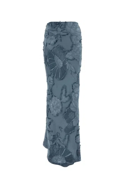 Shop Etro Air Force Blue Jacquard Skirt In B0068