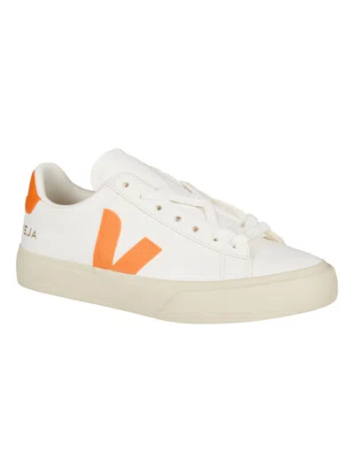 Shop Veja Logo Side Sneakers In White