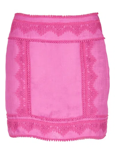 Shop Iro Fringed Mini Skirt In Fuschia