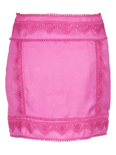 Shop Iro Fringed Mini Skirt In Fuschia