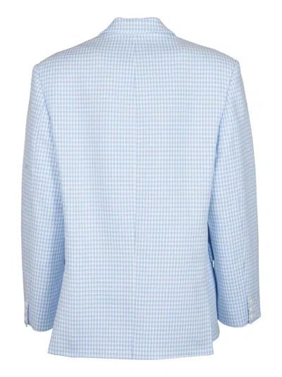Shop Des Phemmes Single Buttoned Check Blazer In Light Blue
