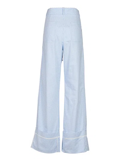 Shop Des Phemmes Check Long Trousers In Light Blue