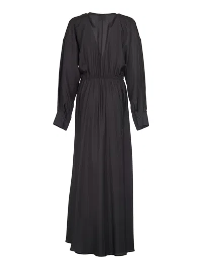 Shop Forte Forte Oversized V-neck Dress In Black