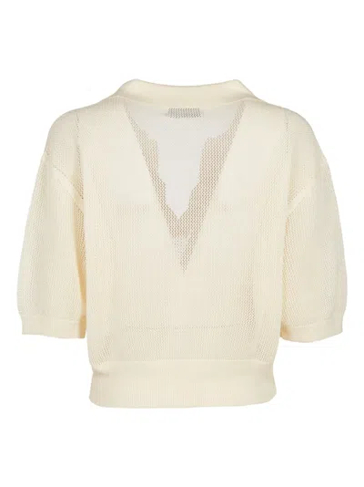 Laneus Cropped Knitted Top In Crema