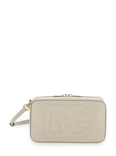 Shop Dolce & Gabbana White Crossbody Bag With Quilted Logo In Leather Woman