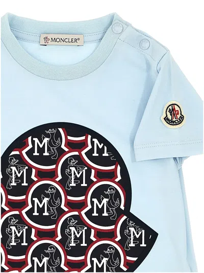 Shop Moncler Logo Print T-shirt In Light Blue