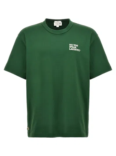 Shop Lacoste Do You Speak ? T-shirt In Green