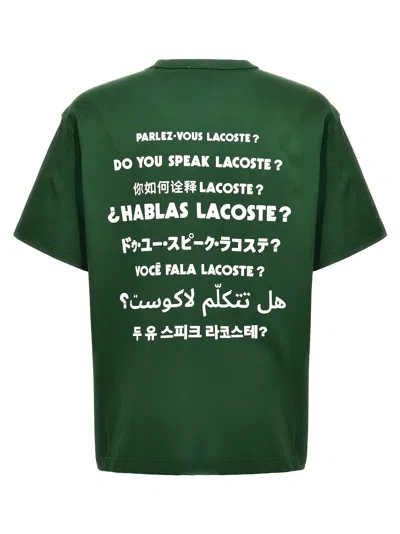 Shop Lacoste Do You Speak ? T-shirt In Green