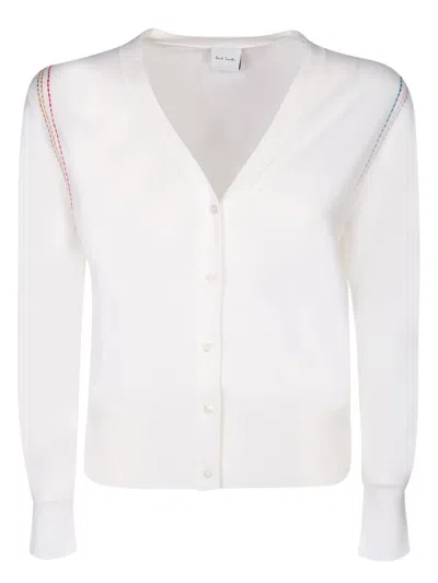Shop Paul Smith Buttoned Multicolor/white Cardigan