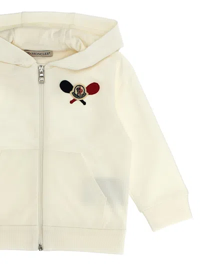 Shop Moncler Logo Patch Hoodie In White