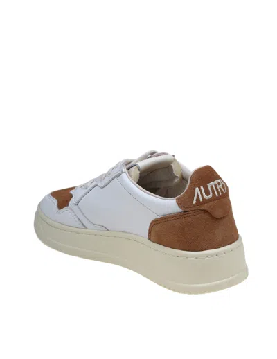 Shop Autry Medalist Sneakers In White And Caramel Leather And Suede In White/caramel