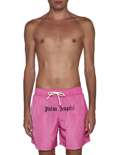 Shop Palm Angels Swimwear In Fuchsia Black