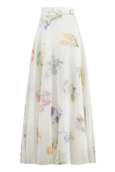 Shop Zimmermann Linen Blend Skirt In Ivory