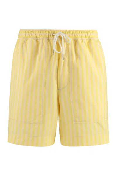 Shop Maison Kitsuné Cotton Bermuda Shorts In Yellow
