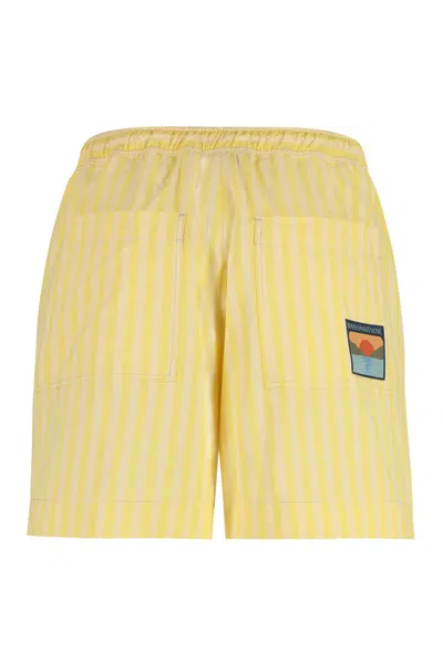 Shop Maison Kitsuné Cotton Bermuda Shorts In Yellow