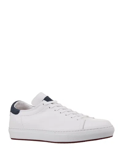 Shop Andrea Ventura White Leather Sneakers With Blue Spoiler