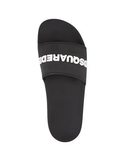 Shop Dsquared2 Black Rubber Slippers With Logo
