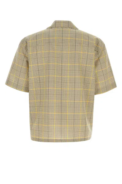 Shop Marni Embroidered Wool Blend Shirt In Indiayellow