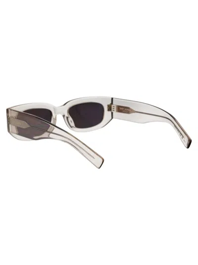 Shop Saint Laurent Sl 697 Sunglasses In 003 Beige Beige Grey