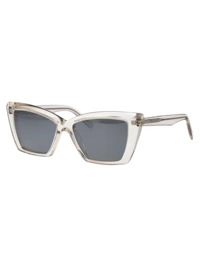 Shop Saint Laurent Sl 657 Sunglasses In 003 Beige Beige Silver
