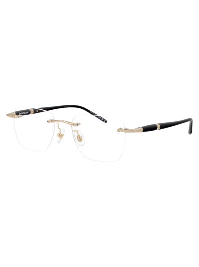 Shop Montblanc Mb0346o Glasses In 001 Gold Black Transparent