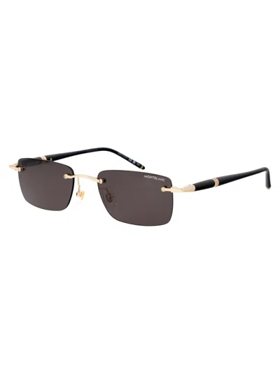 Shop Montblanc Mb0344s Sunglasses In 001 Gold Black Grey