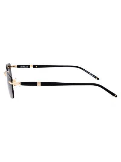 Shop Montblanc Mb0344s Sunglasses In 001 Gold Black Grey